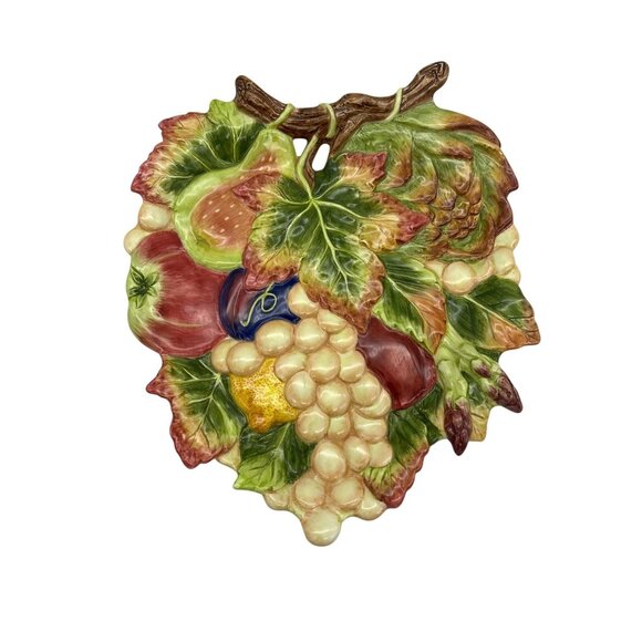 Fitz and Floyd Venetian Romance Canape Plate Leaf Fruit Ceramic 10.25" - Picture 1 of 6